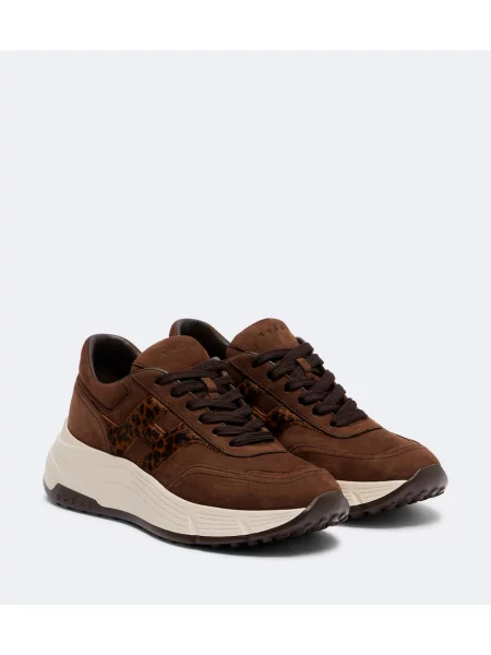 Sneakerși Hogan din piele de căprioară maro