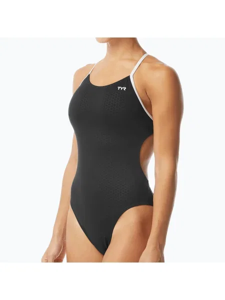 Costum de baie dintr-o bucată pentru femei TYR Hexa Cutoutfit black/white alb