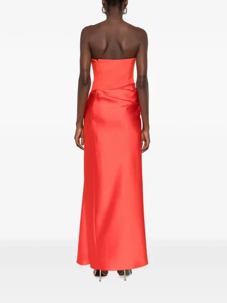 Rochie maxi Solace London drapată fără bretele roșu