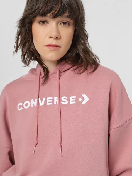 Худі CONVERSE Embroidered Wordmark Fleece бавовна/поліестер рожевий