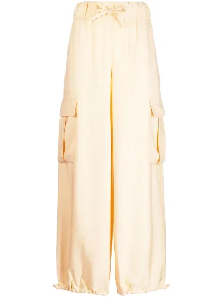 Pantaloni cargo Goodious cu picior lat galben