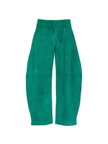Pantaloni Mitiliane Couture din piele de căprioară verde