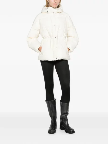 Scurt geacă cu puf Moncler cu glugă alb