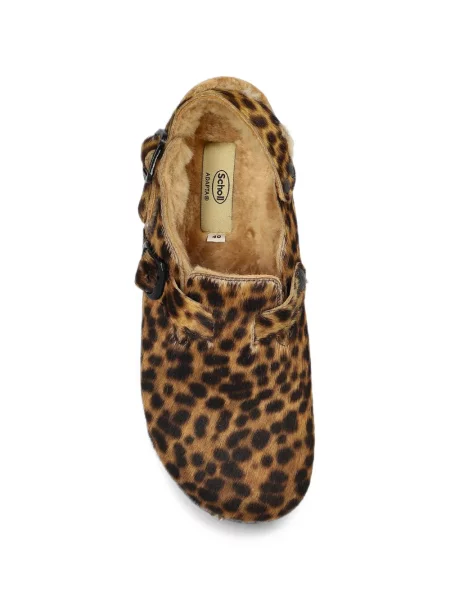 Papuci tip mules Scholl cu imagine cu model leopard maro