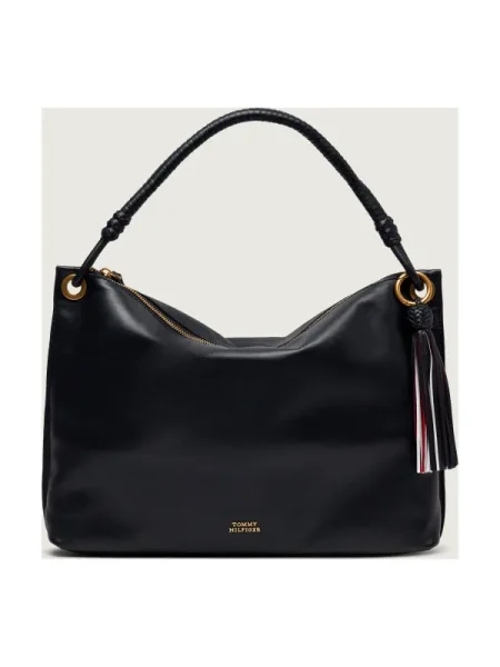 Geantă Tommy Hilfiger Th Statement Leather Bag negru