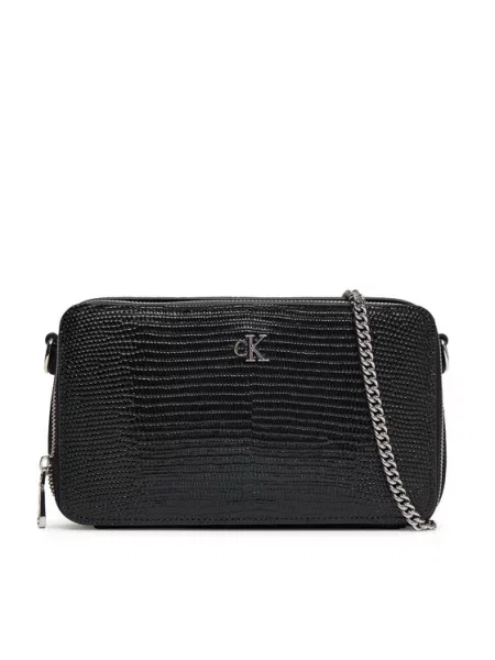 Usnjena usnjena torbica Calvin Klein Jeans črna