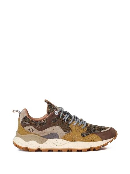 Sneakerși Flower Mountain cu șireturi din dantelă maro