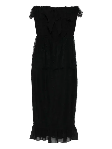 Rochie Alessandra Rich cu funde din dantelă de costum negru