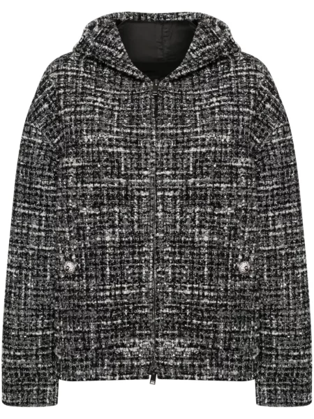 Kurtka Valentino Garavani z kapturem tweedowa biała
