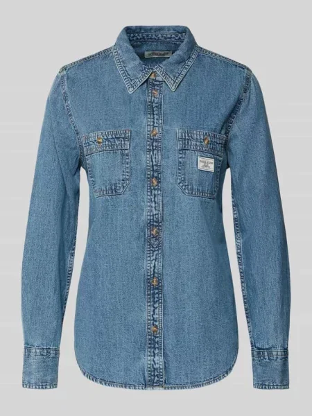 Koszulowa bluzka jeansowa o kroju regular fit w denimowym wyglądzie Guess Jeans niebieska