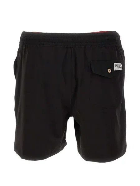 Široké plisované džínové šortky Polo Ralph Lauren s výšivkou červené