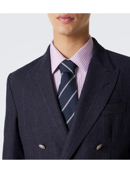 Svilena kravata Ralph Lauren Purple Label s črtami modra