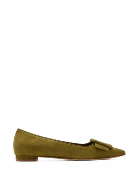 Balerini Manolo Blahnik cu cataramă verde