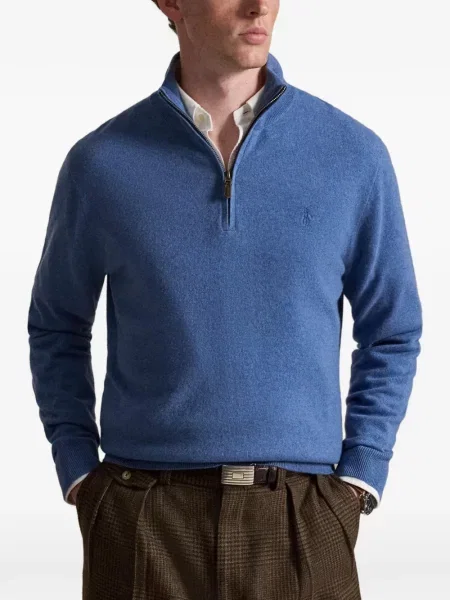 Polo Polo Ralph Lauren με σχέδιο με στρογγυλή λαιμόκοψη από ζέρσεϋ μπλε