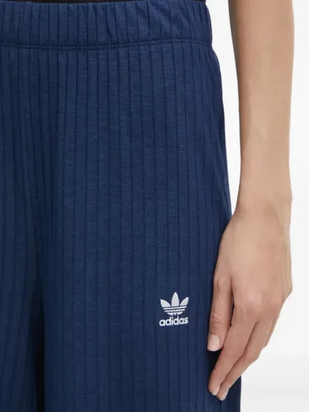 Pantaloni palazzo Adidas cu dungi plisat cu imagine albastru