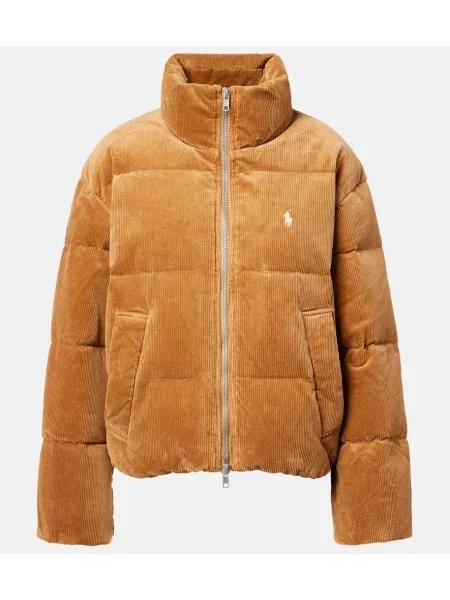 Geacă cu puf Polo Ralph Lauren de catifea cord maro