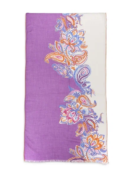 Fular Loro Piana cu imagine cu model paisley violet