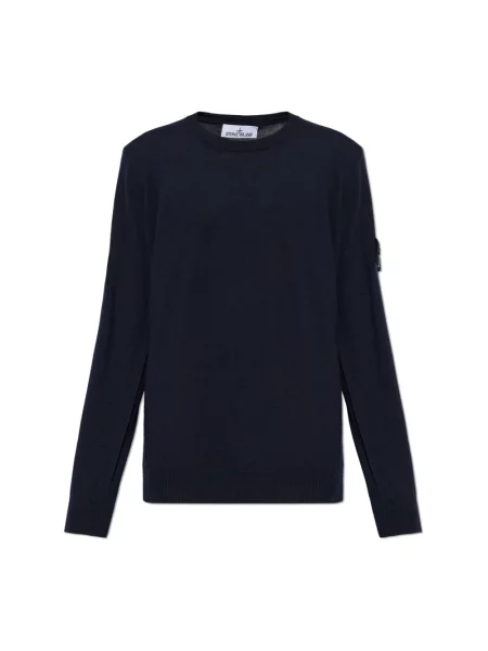 Sweter Stone Island wełniany z kamieniami niebieski