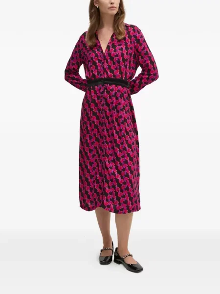 Sukienka maxi La Petite Française z nadrukiem do kolan garniturowa różowa