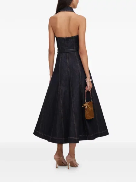Rochie din denim Self-portrait albastru