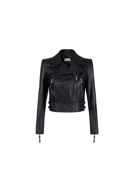 Kurtka skórzana Elisabetta Franchi czarna