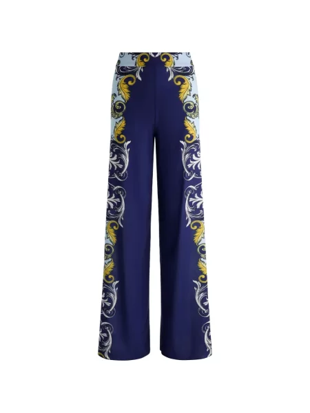 Pantaloni palazzo Alice + Olivia cu imagine albastru