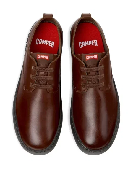Кожени маратонки Camper с връзки кафяво