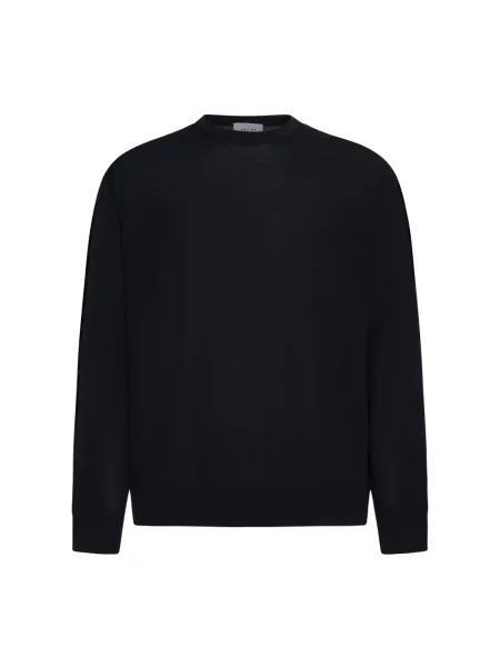 Sweter D4.0 wełniany z okrągłym dekoltem czarny