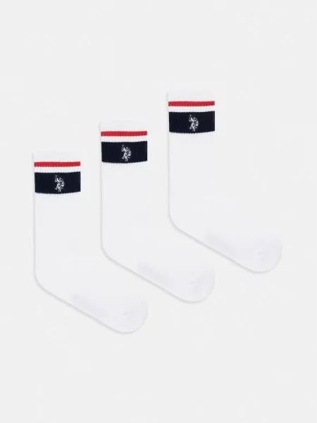 Nogavice U.S. Polo Assn. BRAND STRIPE SPORTS bela