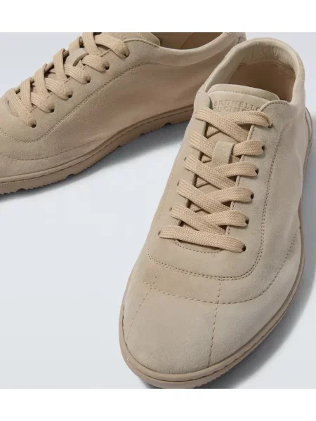 Sneakerși Brunello Cucinelli din piele de căprioară alb