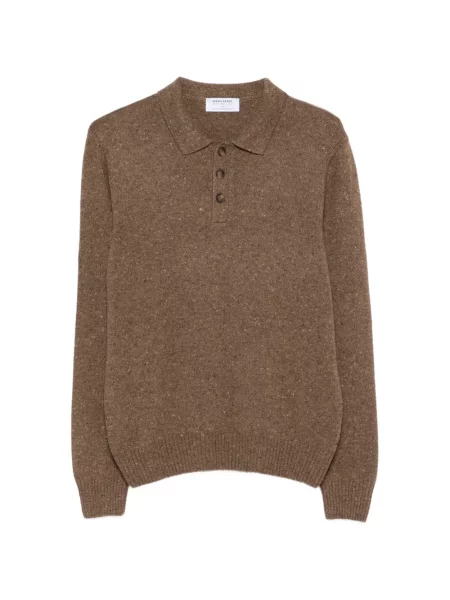 Lung tricou polo Gran Sasso maro