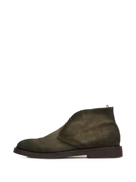 Botine Officine Creative cu șireturi din piele de căprioară verde