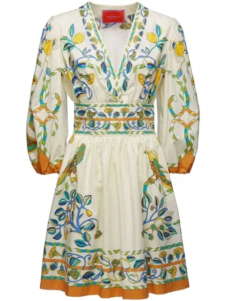 Rochie mini La Doublej cu model floral cu imagine scurtă alb