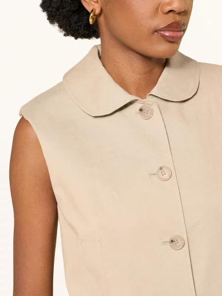 Claudie Pierlot Kamizelka Blezerowa Z Lnem beige beżowa