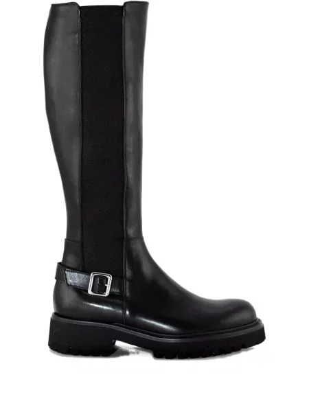 Botine Guglielmo Rotta din piele cu cataramă negru