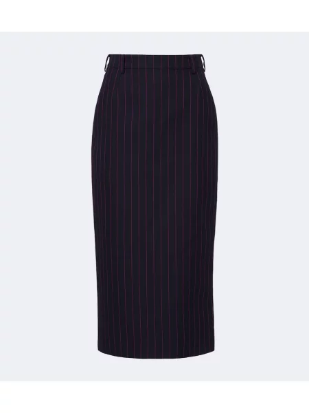 Fustă tip creion Mugler de lână albastru