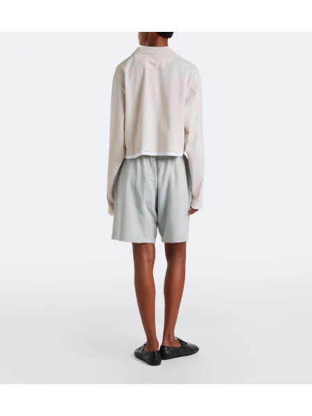 Pantaloni scurți Prada din fleece gri