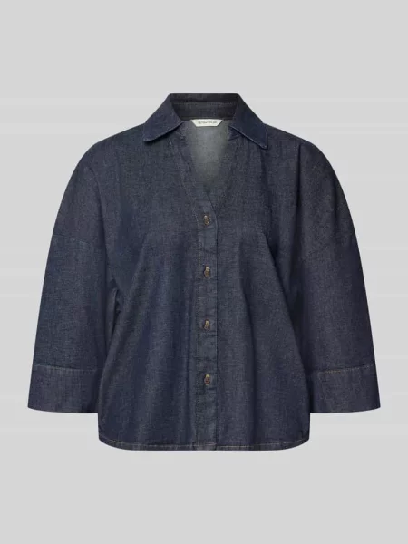 Bluzka jeansowa o kroju relaxed fit z mieszanki bawełny Tom Tailor granatowa