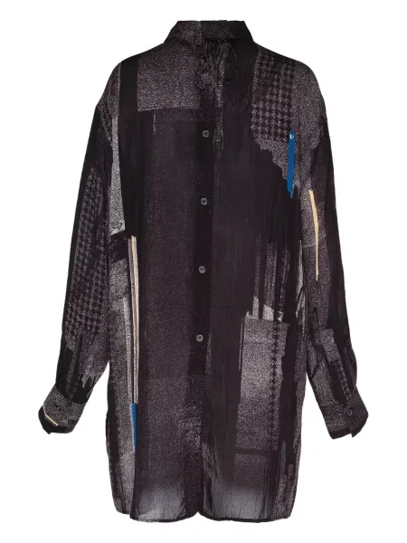 Koszula Ys z nadrukiem w abstrakcyjne wzory czarna