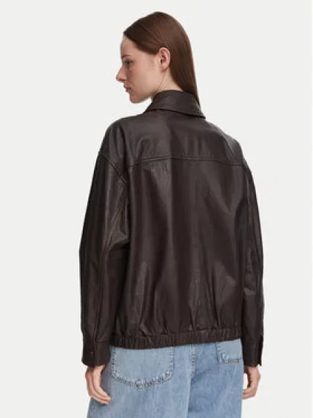 Weekend Max Mara Usnjena jakna Cose Temno rjava