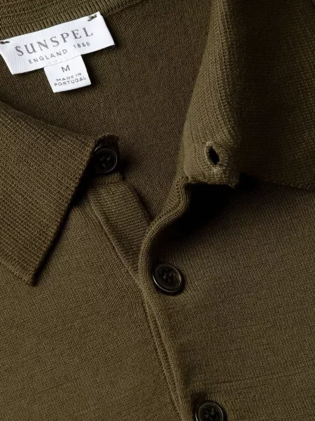 Scurt tricou polo Sunspel verde