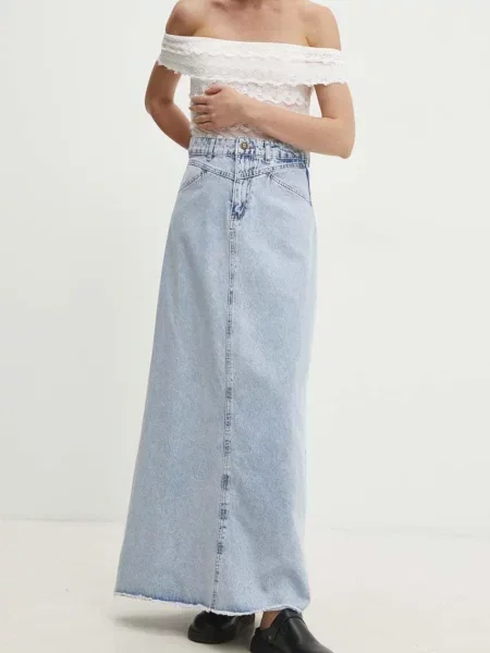 Džínová sukně Answear Lab maxi áčková modré
