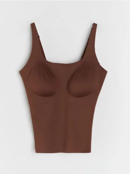 Топ із вбудованими чашками темно коричневий