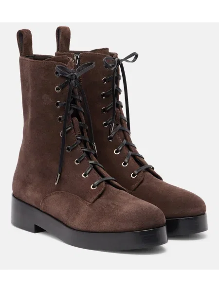 Botine Aquazzura din piele de căprioară maro