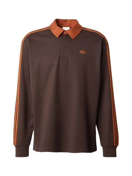 ADIDAS ORIGINALS Tricou Rugby Longsleeve ciocolatiu / arămiu