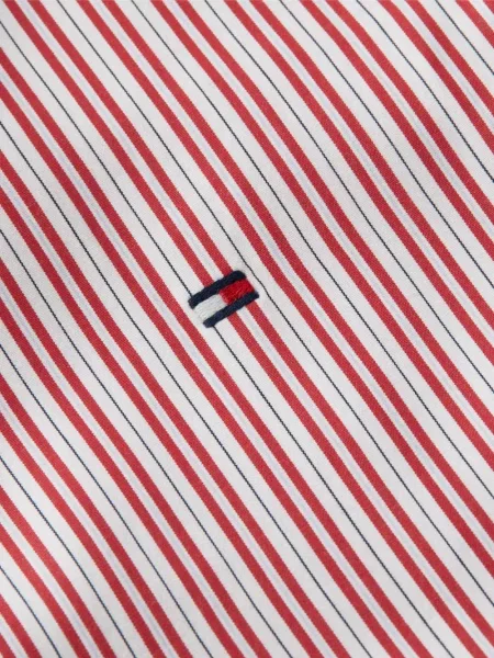 Cămașă Tommy Hilfiger cu dungi din poplin roșu