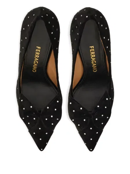 Pantofi cu toc Ferragamo cu funde negru