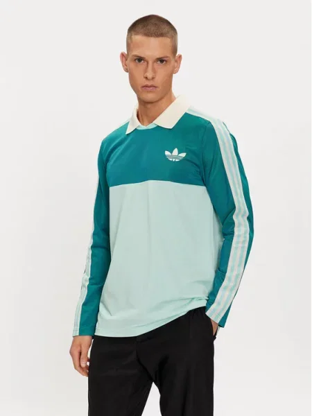 Adidas Тениска с яка и зелен
