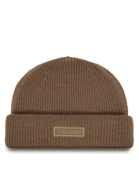 Шапка с вълна Calvin Klein кафяво