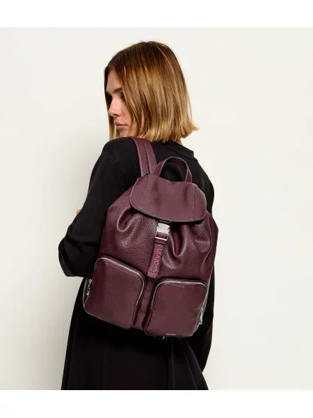 Calvin Klein Rucsac Weebbing Strap Flap Backpack Vișiniu